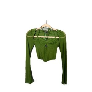 Brand new fashion nova green mesh corset top